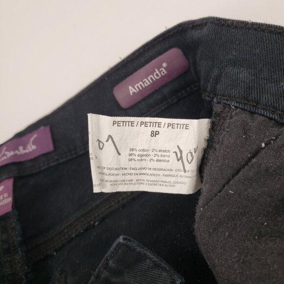 Gloria Vanderbilt 8P Amanda Jeans Black Petite Slim Skinny Straight Denim - Picture 5 of 16